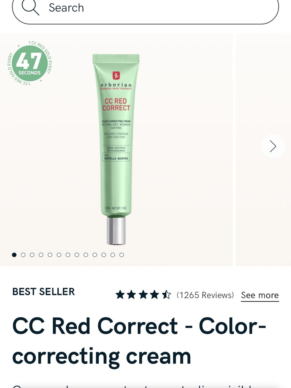 Erborian CC Red Correct Color-Correcting Cream — Green